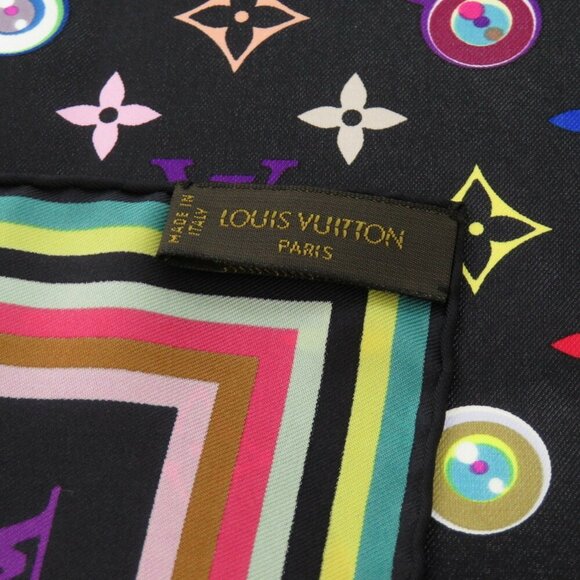 LOUIS VUITTON I Love Monogram Scarf Muffler Multicolor Noir Black M71916 LV 0191 - Picture 3 of 3